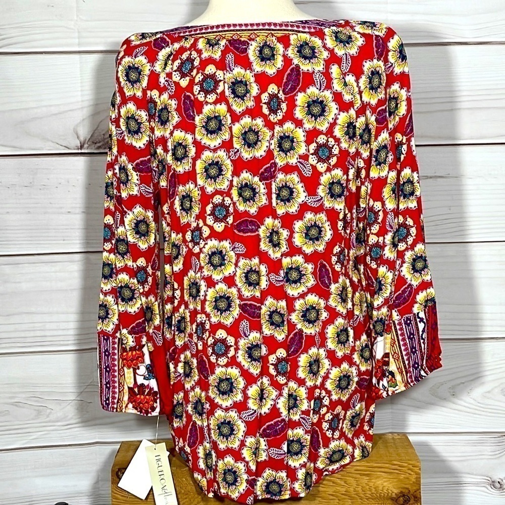 NWT Figueroa & Flower Floral Cherry Boho Top Size PXL - Picture 3 of 10